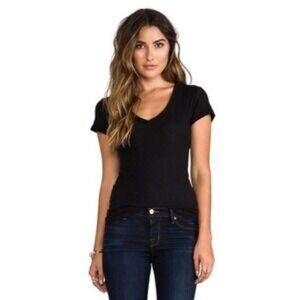 J. Crew Factory Slub Cotton V-Neck Tee in Black